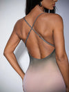 Mermaid Dreams: Women's Ombre Fish Tail Mesh Sheer Backless Cami Dress