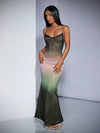 Mermaid Dreams: Women's Ombre Fish Tail Mesh Sheer Backless Cami Dress