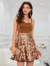 Shimmer and shine in the Sparkling Belle: Sequin Patchwork A-Line Bridesmaid Dress. With a dazzling mix of sequin patches, this A-line dress is the perfect choice for any bridesmaid. Its elegant silhouette and eye-catching design will surely make a statement. A must-have for any formal occasion.