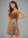 Sparkling Belle: Sequin Patchwork A-Line Bridesmaid Dress