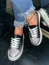Shimmering Rhinestone Lace-Up Sneakers: Women's Stylish Casual Sports Shoes