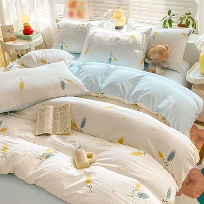 Botanical Bliss 3-Piece Bedding Duvet Set: Floral Print for All Seasons(1*Duvet Cover   2*Pillowcases, Without Core)