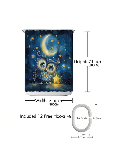 Refresh your bathroom with our Waterproof Printed Shower Curtain - Includes 12 Plastic Hooks!
