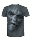 Men's Edgy Skull Print Round Neck T-Shirt: Rock Your Style