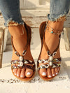 Vacation-Ready Beaded Flat Sandals: Stylish Solid Color for Women and Students