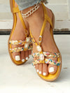 Vacation-Ready Beaded Flat Sandals: Stylish Solid Color for Women and Students