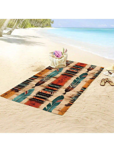 Summer Fun: Feather Pattern Microfiber Beach Towel for Beach and Pool