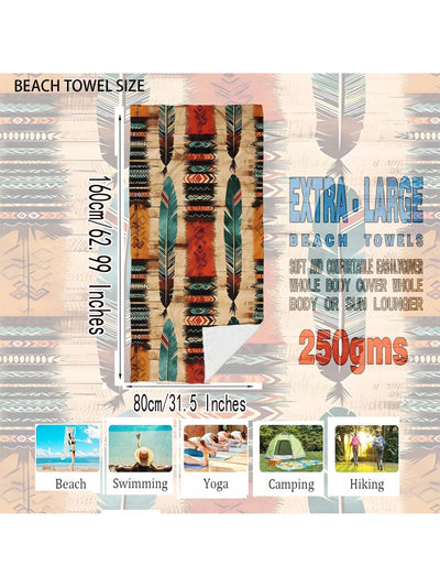 Summer Fun: Feather Pattern Microfiber Beach Towel for Beach and Pool