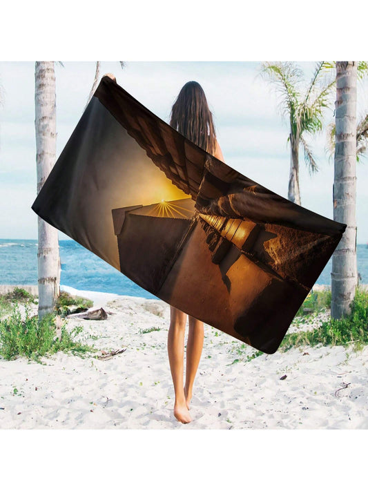 Introducing the Picturesque Pyramid Sunset Microfiber Beach Towel, a perfect addition to your summer essentials. Made with microfiber, this towel is lightweight, quick-drying, and ultra-absorbent. Its picturesque design captures the beauty of a pyramid sunset, making it a must-have for any beach day.