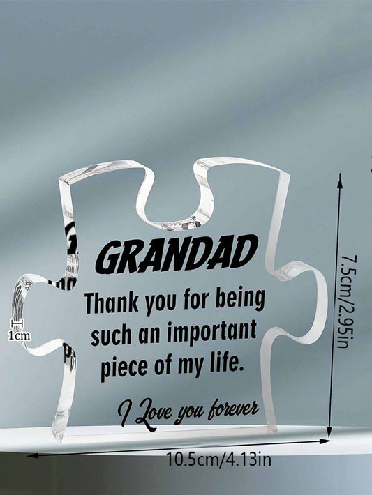 Personalized Acrylic Puzzle Plaque – Heartfelt Gift for Grandpa from Grandson/Granddaughter