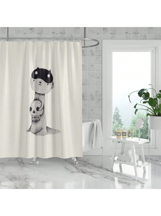 The Skull Hugging Little Cutie <a href="https://canaryhouze.com/collections/shower-curtain" target="_blank" rel="noopener">Shower Curtain</a> offers superior protection and convenience. Made with waterproof and anti-mildew materials, this curtain ensures a clean and fresh bathroom. The thickened hook hanging provides additional privacy, making it an ideal choice for any home.