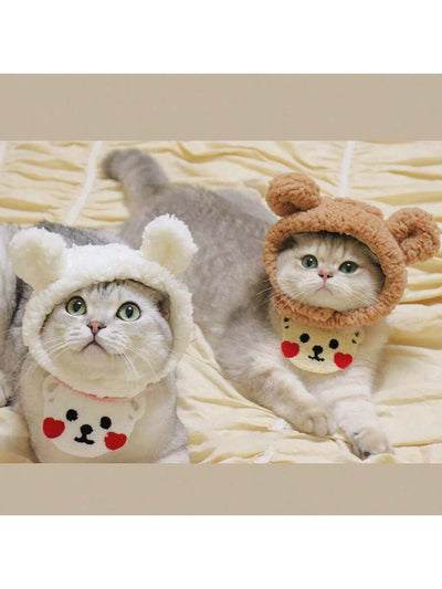 Cozy Critter Couture: Bear Shaped Plush Pet Hat for Dogs and Cats