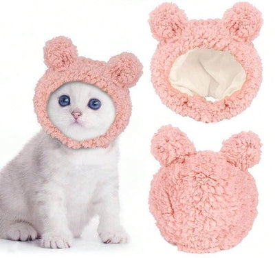 Cozy Critter Couture: Bear Shaped Plush Pet Hat for Dogs and Cats