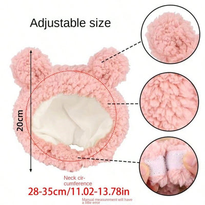 Cozy Critter Couture: Bear Shaped Plush Pet Hat for Dogs and Cats