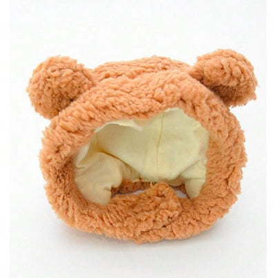 Cozy Critter Couture: Bear Shaped Plush Pet Hat for Dogs and Cats