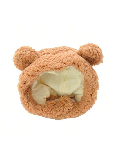 Cozy Critter Couture: Bear Shaped Plush Pet Hat for Dogs and Cats