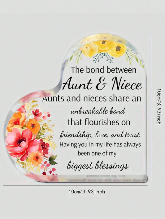 Heartfelt Keepsake: Acrylic Heart-Shaped Birthday Gift for the Best Aunt