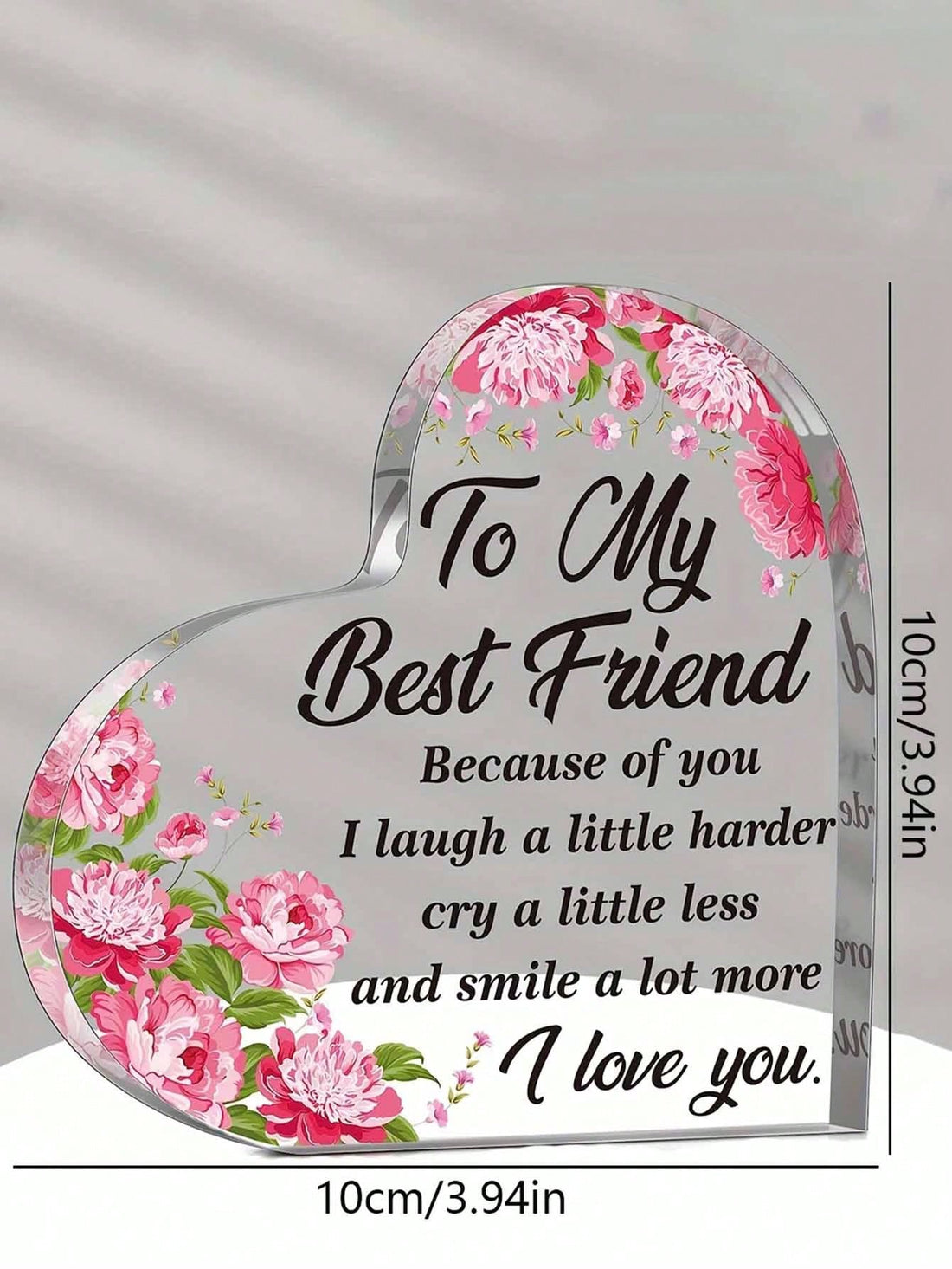 Celebrate the unbreakable bonds of friendship and sisterhood with our Heartfelt Friendship Acrylic Plaque. This perfect keepsake gift not only shines with its beautiful design, but also serves as a constant reminder of the special connection shared between best friends and sisters. A touching and sentimental gift that will be cherished for a lifetime.