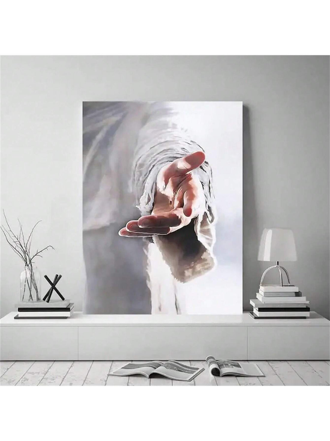 This Divine Connection canvas painting features the powerfully evocative image of Jesus holding hands. With a professional and expert tone, this canvas painting brings a sense of serenity and spirituality to any space, allowing you to feel connected to a higher power and find peace.