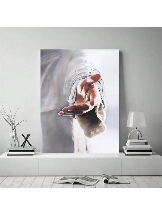 The Divine Connection: Jesus Holding Hands Canvas Painting