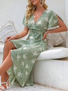 Chic and Feminine: Floral Ruffle Delight Wrap Dress - Women's Dressed