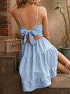 Chic Ruffle Hem Cami Dress with Back Knot Detail for Effortless Style