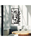 Floral Beauty: Aesthetic Metal Wall Decor featuring Portrait of a Woman and Flower Outline