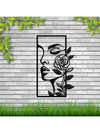 Floral Beauty: Aesthetic Metal Wall Decor featuring Portrait of a Woman and Flower Outline