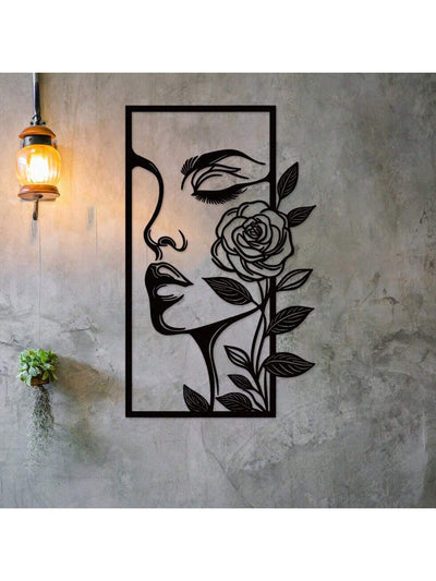 Transform your living space into an elegant oasis with Floral Beauty. This stunning metal wall decor showcases a striking portrait of a woman surrounded by delicate flower outlines. Bring a touch of nature and sophistication to your home with this unique piece.