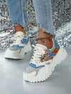 Chunky Platform Retro Sports Shoes: Beige Color-Blocked Dad Shoes Style