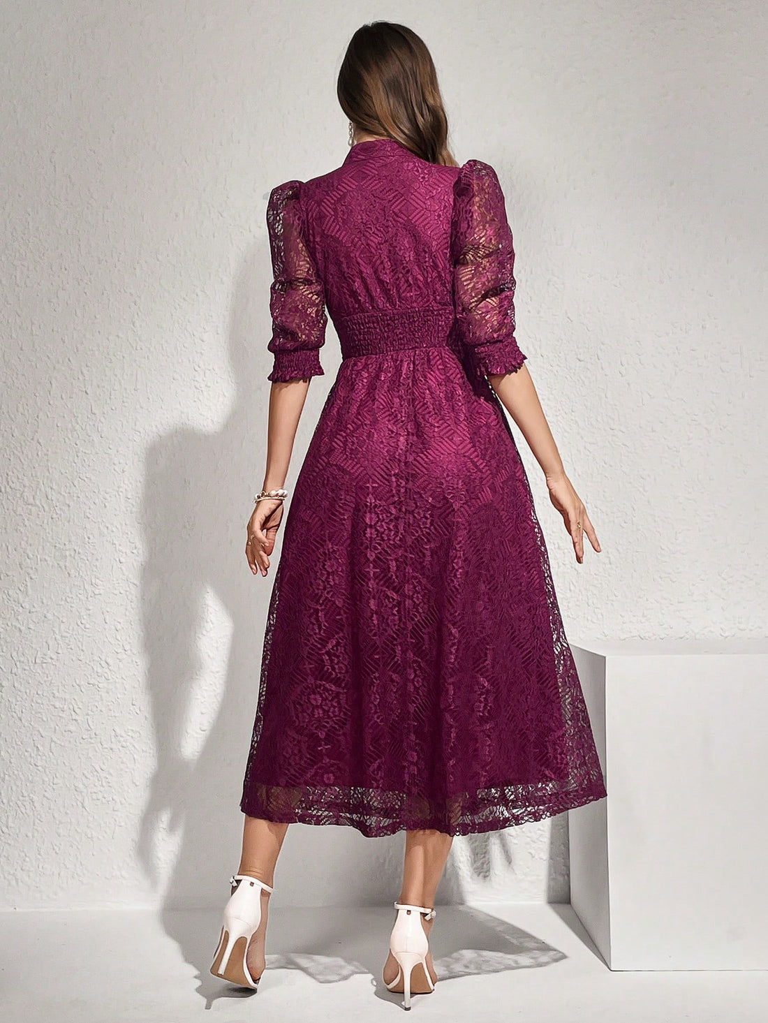 Be the belle of the ball in this elegant evening maxi dress featuring a delicate lace panel and charming buttoned detailing. With a touch of vintage flair and a flattering silhouette, you'll turn heads all night long. Perfect for special occasions or a romantic night out.
