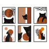 Mystical Meow: 6-Piece Boho Black Cat Canvas Wall Art Set for Every Room in Your Home