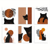 Mystical Meow: 6-Piece Boho Black Cat Canvas Wall Art Set for Every Room in Your Home