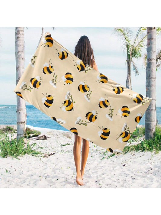 Stay on-trend and dry with our Buzzing with Style <a href="https://canaryhouze.com/collections/towels?sort_by=created-descending" target="_blank" rel="noopener">beach towel</a>. Made from large microfiber material, it's perfect for summer fun. The yellow bee pattern adds a touch of whimsy, while the microfiber ensures quick-drying and softness after a day of lounging on the sand.