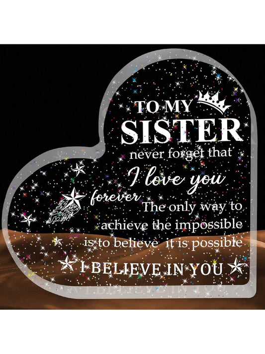 This Shimmering Heart Acrylic Plaque is the <a href="https://canaryhouze.com/collections/acrylic-plaque" target="_blank" rel="noopener">perfect gift</a> to show your sister how much you love and appreciate her. Made with high-quality materials, its shimmering heart design adds a touch of elegance to any space. Give the gift of love and appreciation with this special plaque.