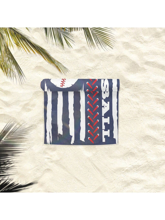 Fun in the Sun: Microfiber Beach Towel with Cartoon Baseball Pattern and Sun Protection for Men and Women