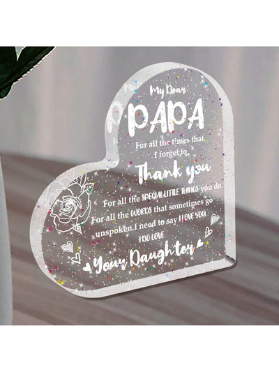 Sparkling Heart Acrylic Plaque: The Perfect Gift for Dad on Any Occasion