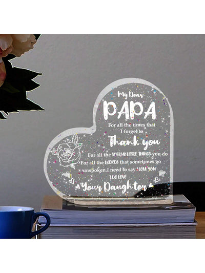 Sparkling Heart Acrylic Plaque: The Perfect Gift for Dad on Any Occasion