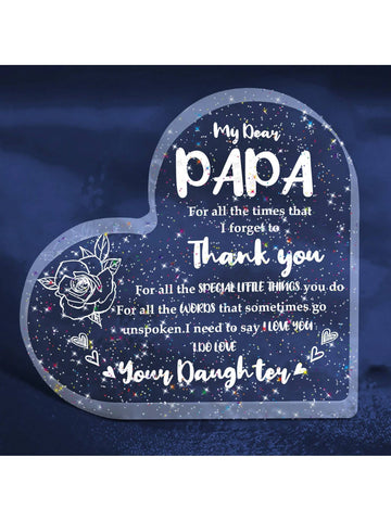 This heart-shaped acrylic plaque is a <a href="https://canaryhouze.com/collections/acrylic-plaque" target="_blank" rel="noopener">perfect gift</a> for any occasion. The sparkling design adds a touch of elegance, making it a beautiful addition to any home or office. Show your love and appreciation for Dad with this thoughtful and timeless gift.