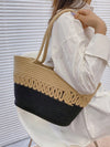 Chic and Practical: Women's Solid Color Woven Straw Tote Bag - Ideal for Daily Use, Vacation, and Leisure