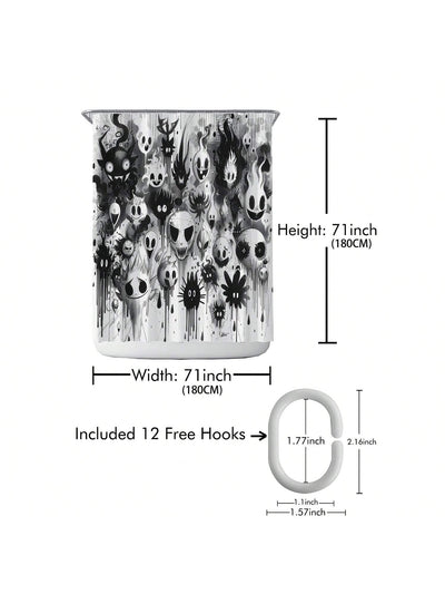 Stylish and Functional Printed Shower Curtain with Water Repellent Technology - Complete Bathroom Decor Set with 12 Plastic Hooks