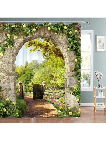 Elevate your bathroom with the Rustic Countryside Shower Curtain. Enjoy a serene and tranquil atmosphere with a beautiful garden scenery and vibrant greenery florals. Made with quality material, this curtain is both durable and stylish. Transform your bathroom into a peaceful retreat with this rustic addition.