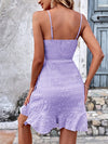 Beach Bliss: Solid Textured Ruffle Trim Wrap Tie Cami Dress