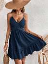 Elegant Lace Spliced Ruffle Hem Slip Dress for Women's Summer Style