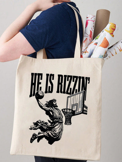 Introducing the "He Is Rizen" tote bag, the perfect gift for her to rise up in style. Made with durable materials, this tote bag features a unique and inspirational design that will make a statement wherever it goes. Give the gift of confidence and strength with this one-of-a-kind tote bag.