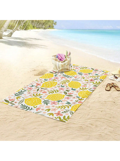 Sunny Citrus Delight Microfiber Beach Towel: Perfect for Summer Beach and Pool Fun