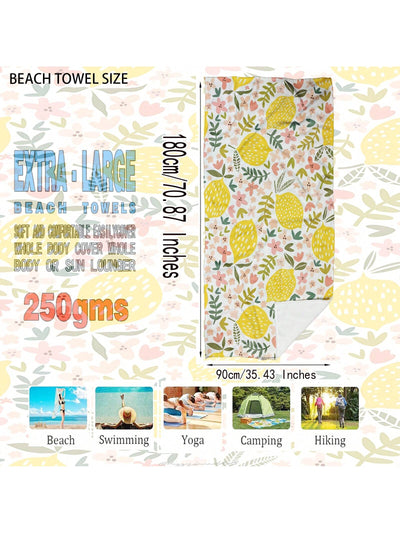 Sunny Citrus Delight Microfiber Beach Towel: Perfect for Summer Beach and Pool Fun