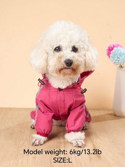 Fashionable and Functional: Reflective Stripe Waterproof Raincoat for Small Dogs - Perfect for All Seasons!