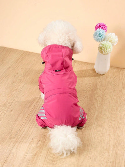 Fashionable and Functional: Reflective Stripe Waterproof Raincoat for Small Dogs - Perfect for All Seasons!