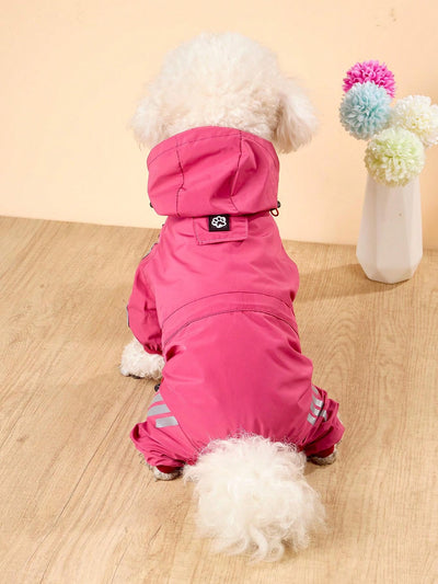 Fashionable and Functional: Reflective Stripe Waterproof Raincoat for Small Dogs - Perfect for All Seasons!